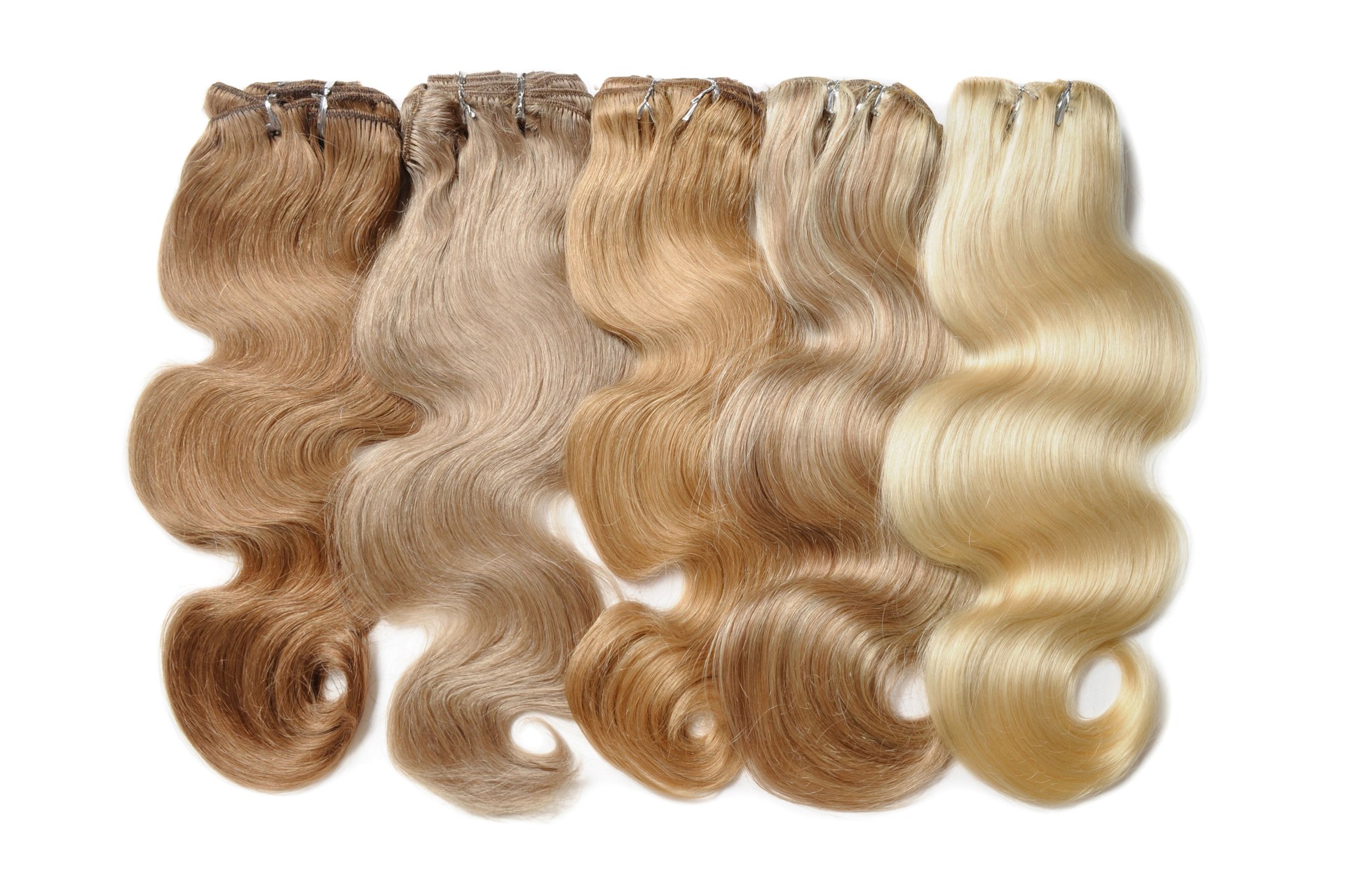 Various colors of clip in body wave human hair extensions bundles